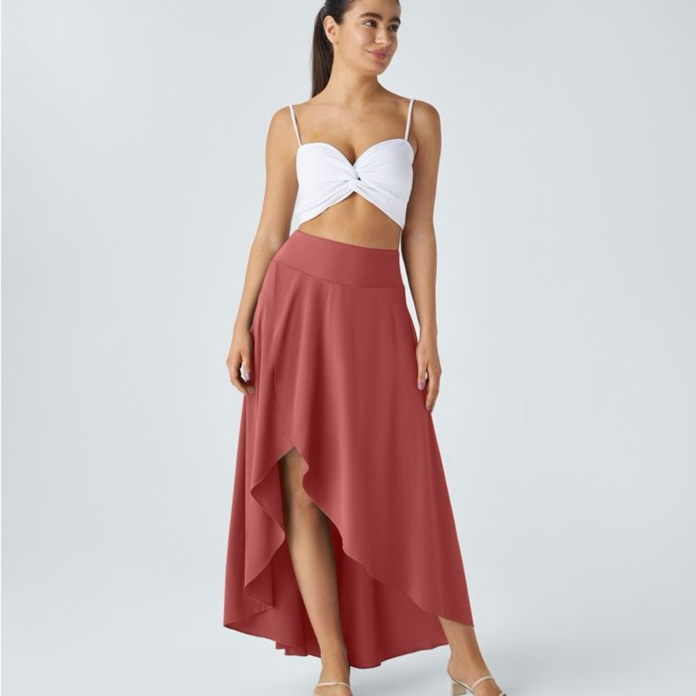 HALARA Breezeful High Waisted High Low Ruffle 2-in-1 MEDIUM Regular Maxi Skirt - Picture 8 of 10